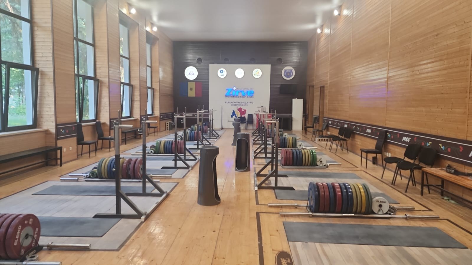 Weightlifting hall with competition platforms